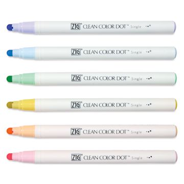 Open in modal - Zig Clean Color Dot Markers - Mild Colors, Set of 6, markers with caps off