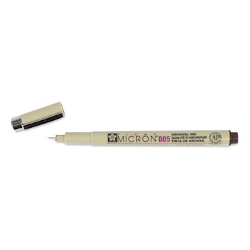 Open in modal - Sakura Pigma Micron Pen - Sepia, 005 (pen with cap off)