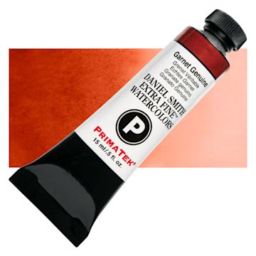 Open in modal - Daniel Smith Extra Fine Watercolor - PrimaTek, Garnet Genuine, 15 ml Tube and swatch