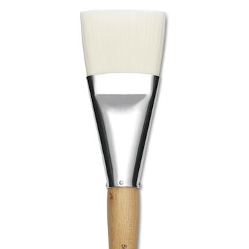 Open in modal - Silver Brush Silver Jumbo Stiff White Synthetic Brush - Flat, Mid-Handle, Size 50, close-up