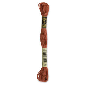 DMC Cotton Embroidery Floss - Medium Terra Cotta, 8-3/4 yards (Front of label)