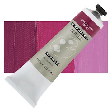 Open in modal - Blick Artists' Acrylic - Quinacridone Violet, 4.65 oz tube and swatch