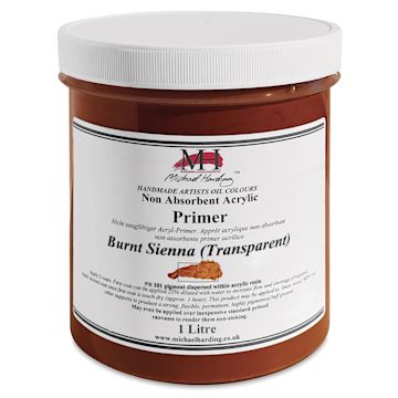Open in modal - Michael Harding Non-Absorbent Acrylic Primer - Burnt Sienna (Transparent), 1 Liter, Jar