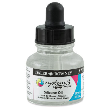 Daler-Rowney System3 Fluid Acrylic Mediums - Pouring Silicone Oil, 29.5 ml (Front of bottle)