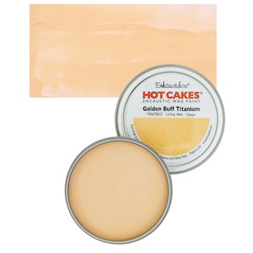 Open in modal - Enkaustikos Hot Cakes Encaustic Wax Paint - Golden Buff Titanium, 45 ml tin and swatch