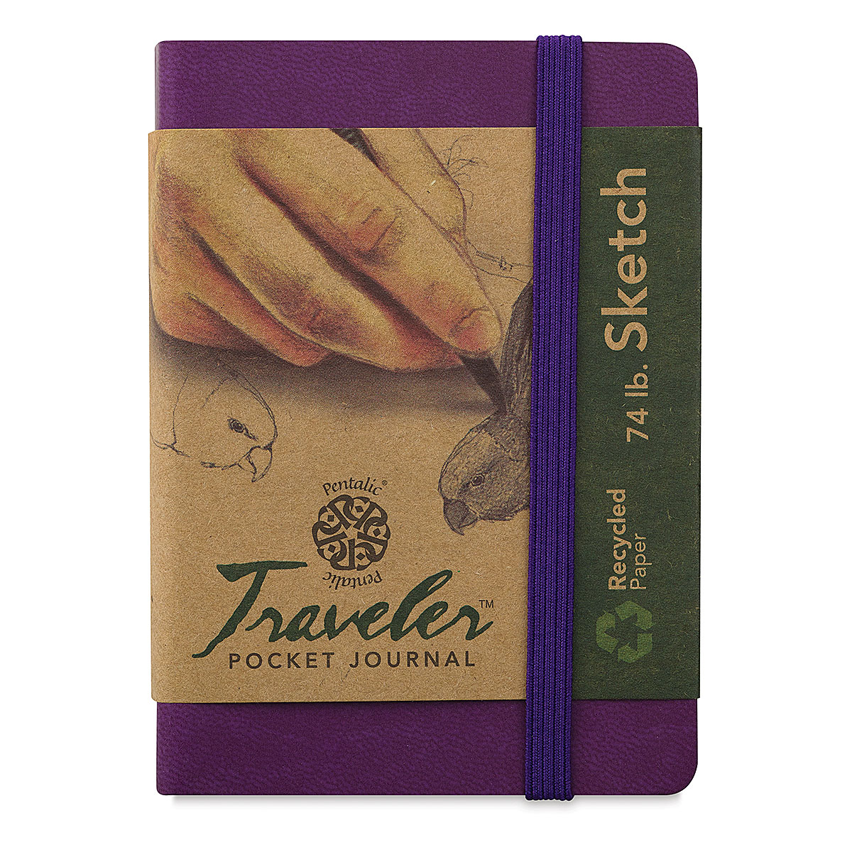 Pentalic Recycled Traveler's Sketchbook - 5-7/8 inch x 4-1/8 inch, Metallic Gold