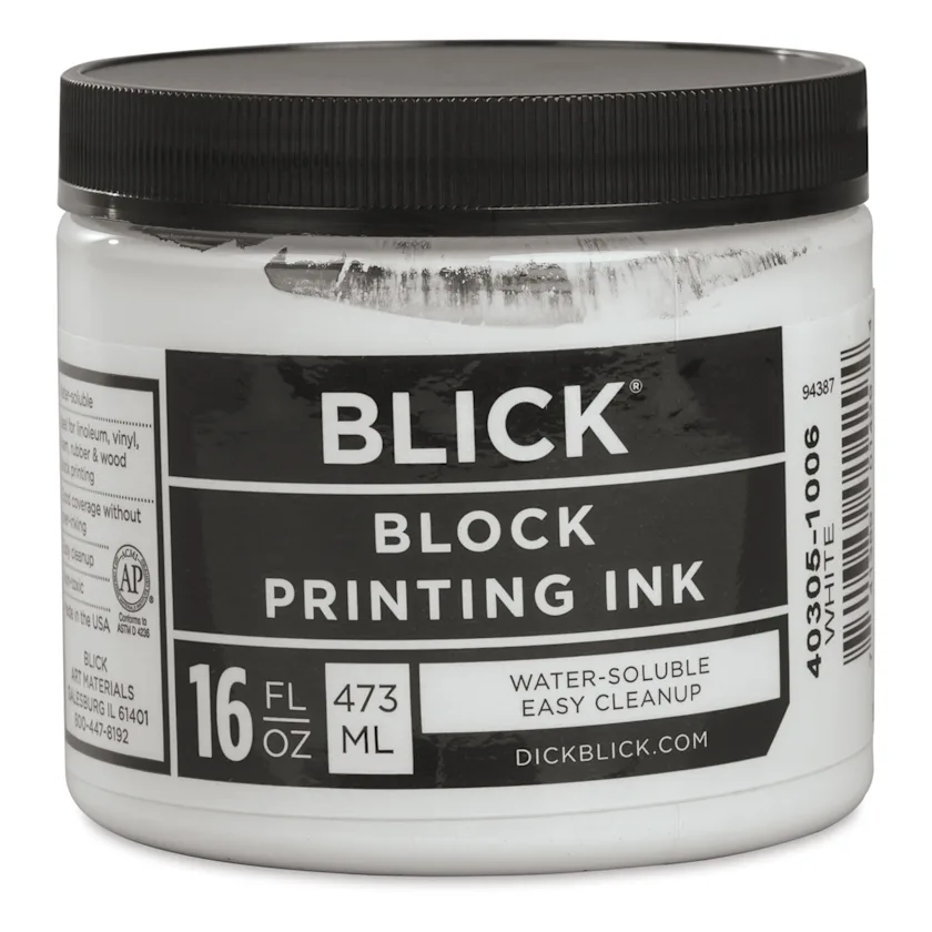 Blick Water-Soluble Block Printing Ink - White, 16 oz Jar | BLICK Art ...