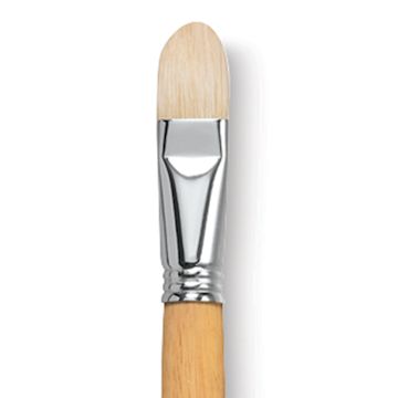 Open in modal - Escoda Clasico Chungking White Bristle Brush - Filbert, Extra Long Handle, Size 22 close up