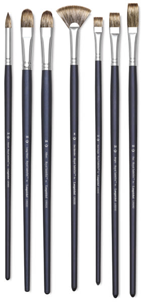 Royal Langnickel SableTek Brushes - Assorted long handled brushes shown upright