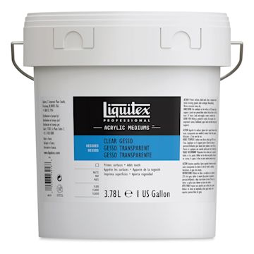 Open in modal - Liquitex Acrylic Gesso-Clear 1 Gallon Bucket. Front of bucket.