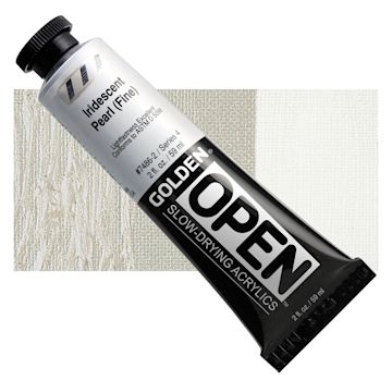 Open in modal - Golden Open Acrylic - Iridescent Pearl (Fine), 2 oz Tube and swatch