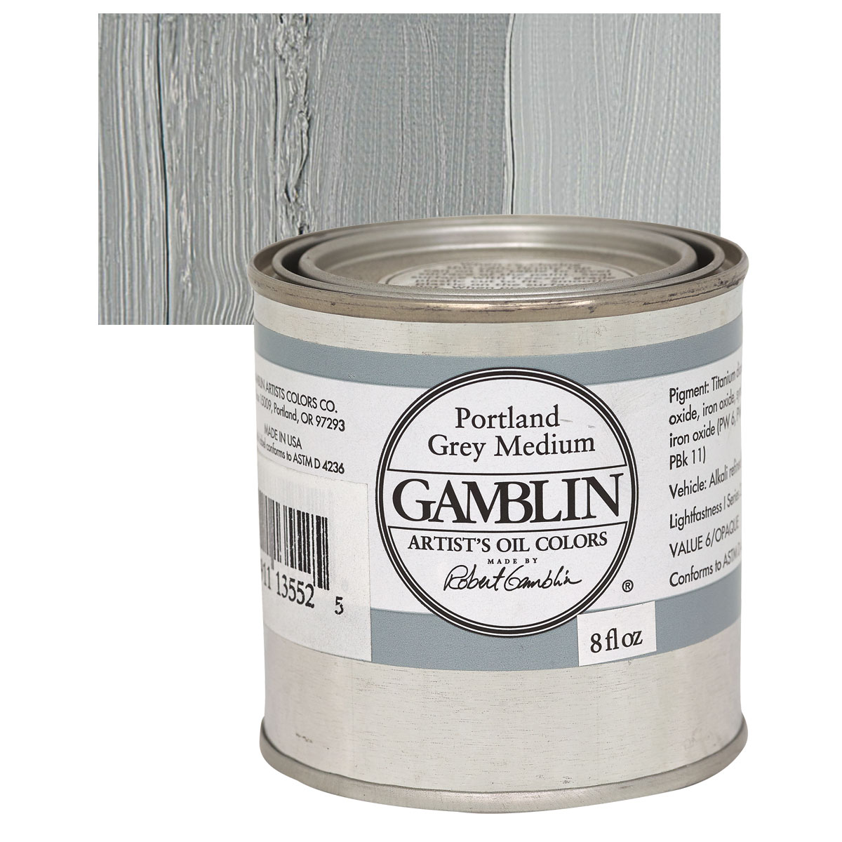 Gamblin artists grade portland grey medium 8oz (729911135525)
