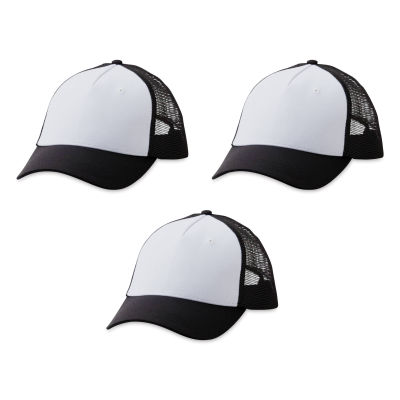 Cricut Hat Blanks - Trucker Hat, Black and White, Pkg of 3