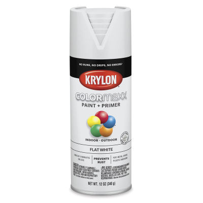 Krylon Colormaxx Spray Paint - White, Flat, 12 oz