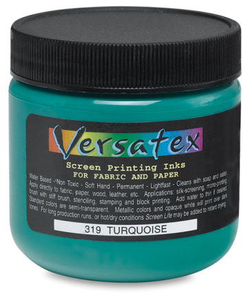 Jacquard Versatex Screen Printing Ink - Front of Turquoise 4 oz jar