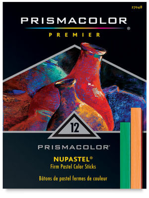 Prismacolor NuPastel Color Sticks - Set of 12 Assorted Colors. Front of package.  
