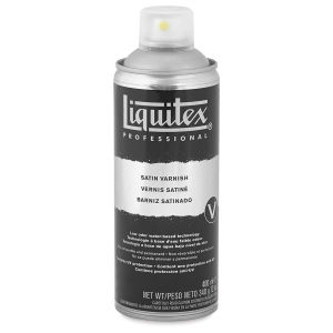Liquitex Spray Varnish - Front of 400 ml can Satin Spray shown