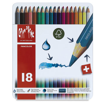 Caran d'Ache Fancolor Watercolor Pencil Set - Set of 18, front of the packaging