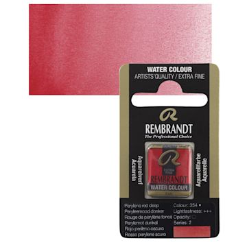 Open in modal - Rembrandt Watercolor Half Pan - Perylene Red Deep pan and swatch