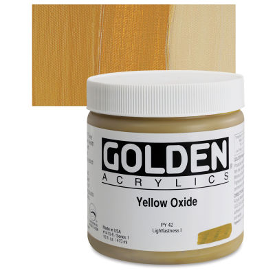 Golden Heavy Body Artist Acrylics - Yellow Oxide, 16 oz Jar