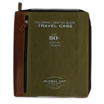 Open in modal - Speedball Sketchbook Travel Case - Olive Brown, Large, front of the packaging sleeve