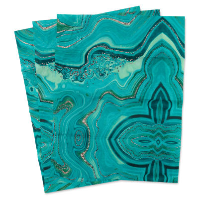 DecoPatch Decorative Papers - Turquoise Gem, Pkg of 3, fanned out 