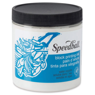 Speedball Water-Soluble Block Printing Ink - Platinum White (Metallic), 8 oz