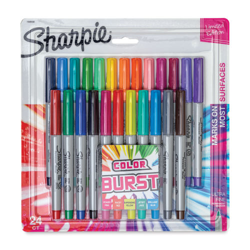 Sharpie Electro Pop Permanent Ultra Fine Point Markers, Assorted Colors - 24 count
