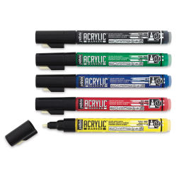 Pebeo Acrylic Marker - Set of 5, Primary Colors, 1.2 mm, Bullet Nib