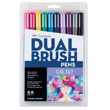 Tombow Dual Brush Pens - Galaxy Colors, Set of 10. Front of package.