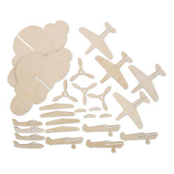 Leisure Arts Wood Mobile Airplane Kit (Kit contents)