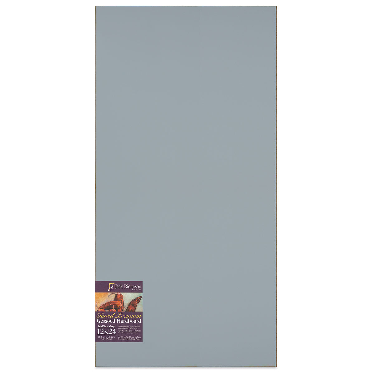 Richeson Toned Gesso Hardboard Panel 12" x 24", MidTone Grey BLICK