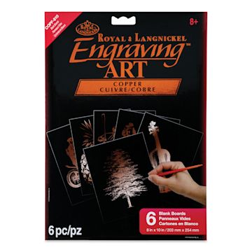 Open in modal - Royal & Langnickel Engraving Art Blank Board - Copper Foil, 8" x 10", Pkg of 6 front of packaging