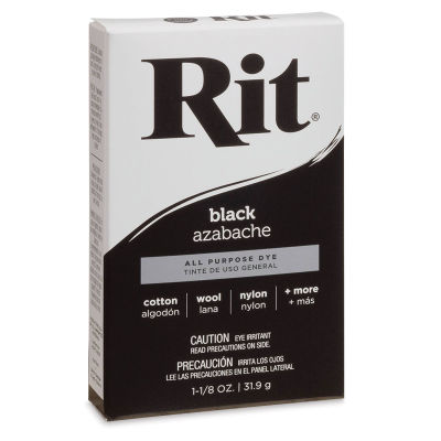 Rit Dye Powder - Front view of Black Dye packaging