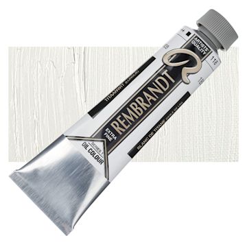 Open in modal - Rembrandt Artists' Oil Color - Titanium White (Linseed), 40 ml tube and swatch