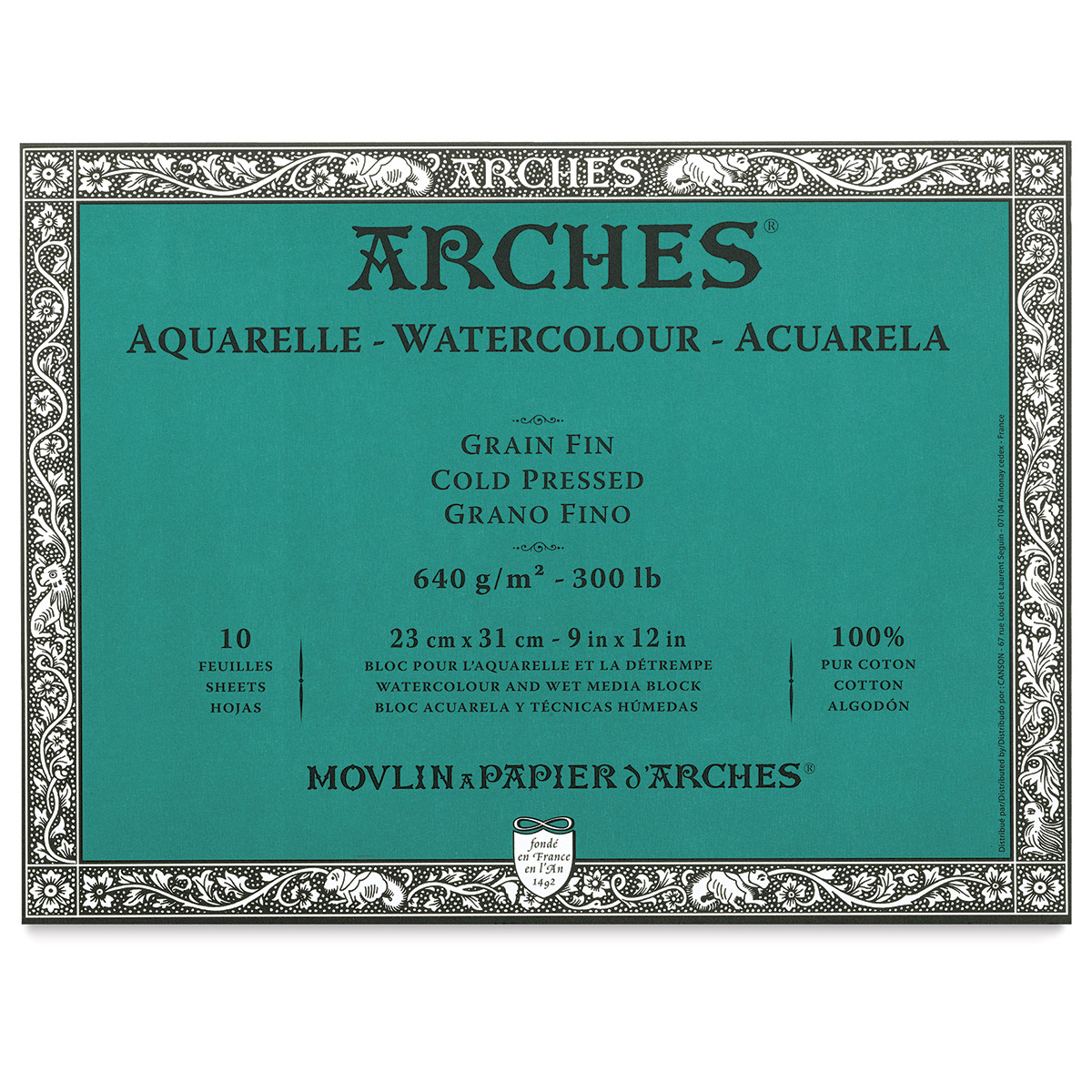 Arches Watercolor Paper Block, Cold Press, 9 x 12, 140 Pound