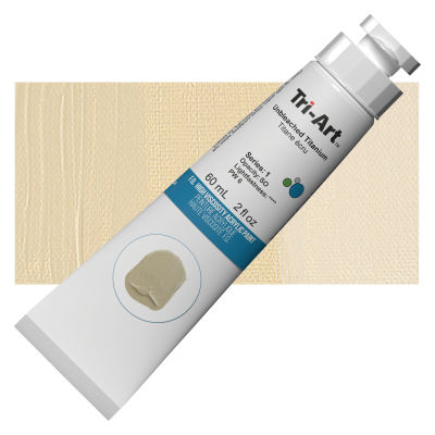 Tri-Art Finest Quality Artist Acrylics - Unbleached Titanium, 60 ml tube with swatch