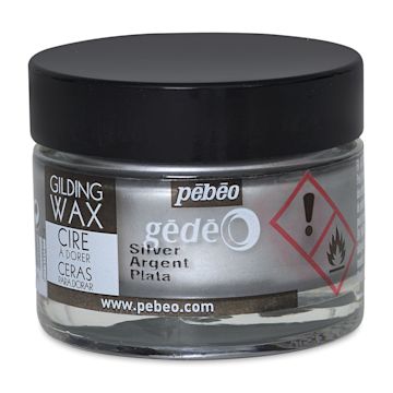 Open in modal - Pebeo Gedeo Gilding Wax - Front of 30 ml jar of Silver Wax