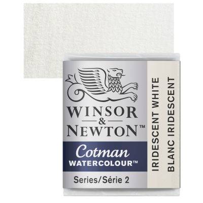 Winsor & Newton Cotman Watercolor - Iridescent White, Half Pan with Swatch
