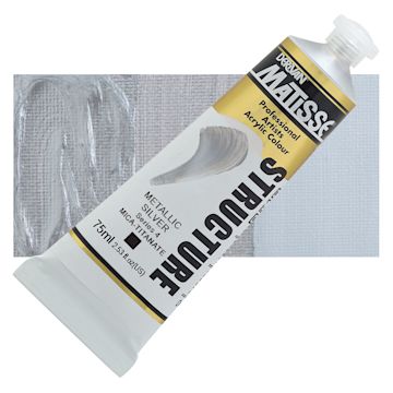 Open in modal - Matisse Structure Paint - Metallic Silver, 75 ml tube and swatch