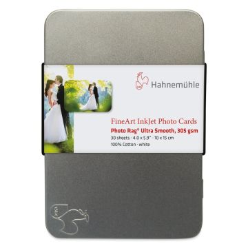 Hahnemühle Photo Rag Ultra Smooth Inkjet Photo Cards - 4" x 6", Pkg of 30 (Front of tin)