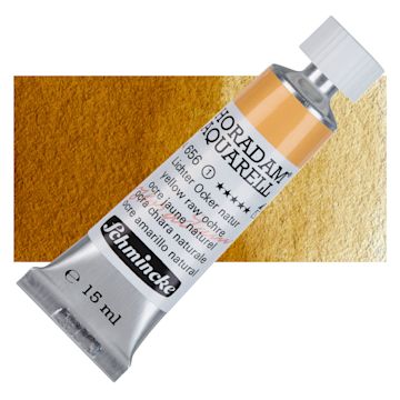 Open in modal - Schmincke Horadam Aquarell Watercolor - Yellow Raw Ochre, 15 ml tube and swatch