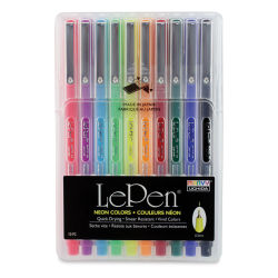 Marvy Uchida LePen Fine Line Marker Set  - Neon Colors, Set of 10