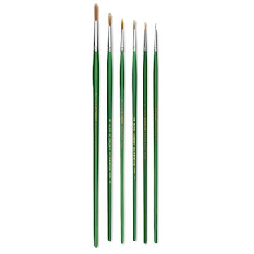 Open in modal - Blick Economy Golden Nylon Brush Set - Round, Long Handle, Set of 6