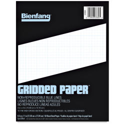 Gridded Paper, 50-Sheet Pad 4x4 Grid  Front of Pad
