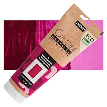 Open in modal - Pebeo Origin Acrylic Paint - Quinacridone Magenta, 240 ml tube and swatch