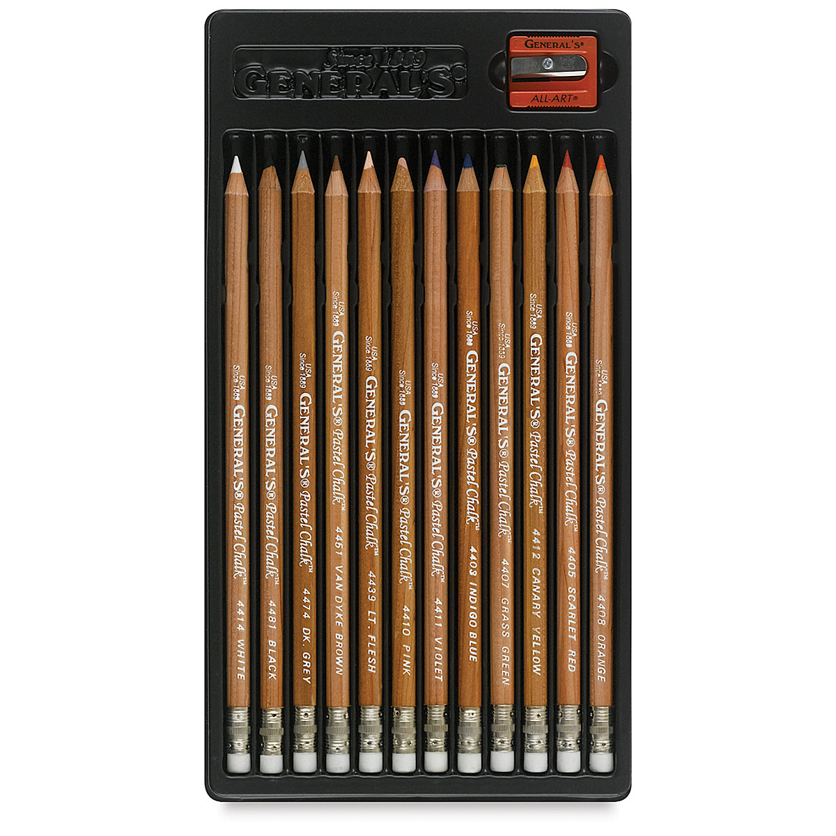 12 Per Pack Assorted Colors General Pencil 4400-12A Pastel Chalk Pencils 