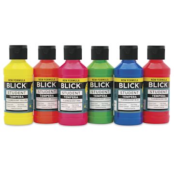 Open in modal - Blick Student Tempera Paints - Set of 6, Fluorescent Colors, 4 oz