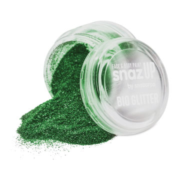 Snazaroo Face & Body Bio Glitter - Green, Fine, 5 g (Glitter spilling out of jar)