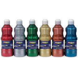 Prang Ready-To-Use Washable Tempera Paint - Components of Set of 6 Assorted Metallic Colors shown